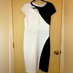 Black and White Midi Cocktail Dress